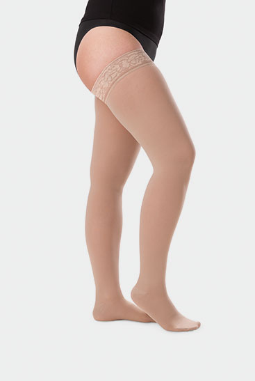 Open Toe Pantyhose, Skin Color Soft Elastic Thigh High Compression