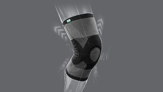 Zeichnung Kompressionswirkung Zeichnerische Herausstellung der Kompressionswirkung der Genu Xtra Kniebandage