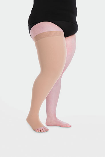 Nylon Compression Stockings, Beige with Dots
