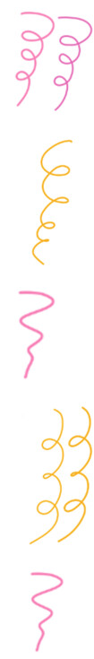 Grafik von gelben und pinken Luftschlangen