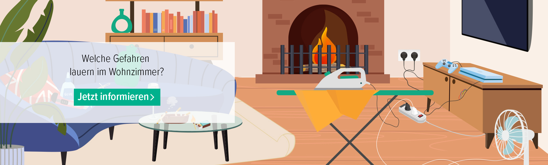 Slider zu Gefahrenquellen im Wohnzimmer