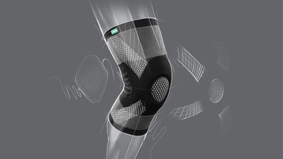 Zeichnung Funktionalität trifft Design Zeichnerische Herausstellung des intuitiven Designs der Genu Xtra Kniebandage